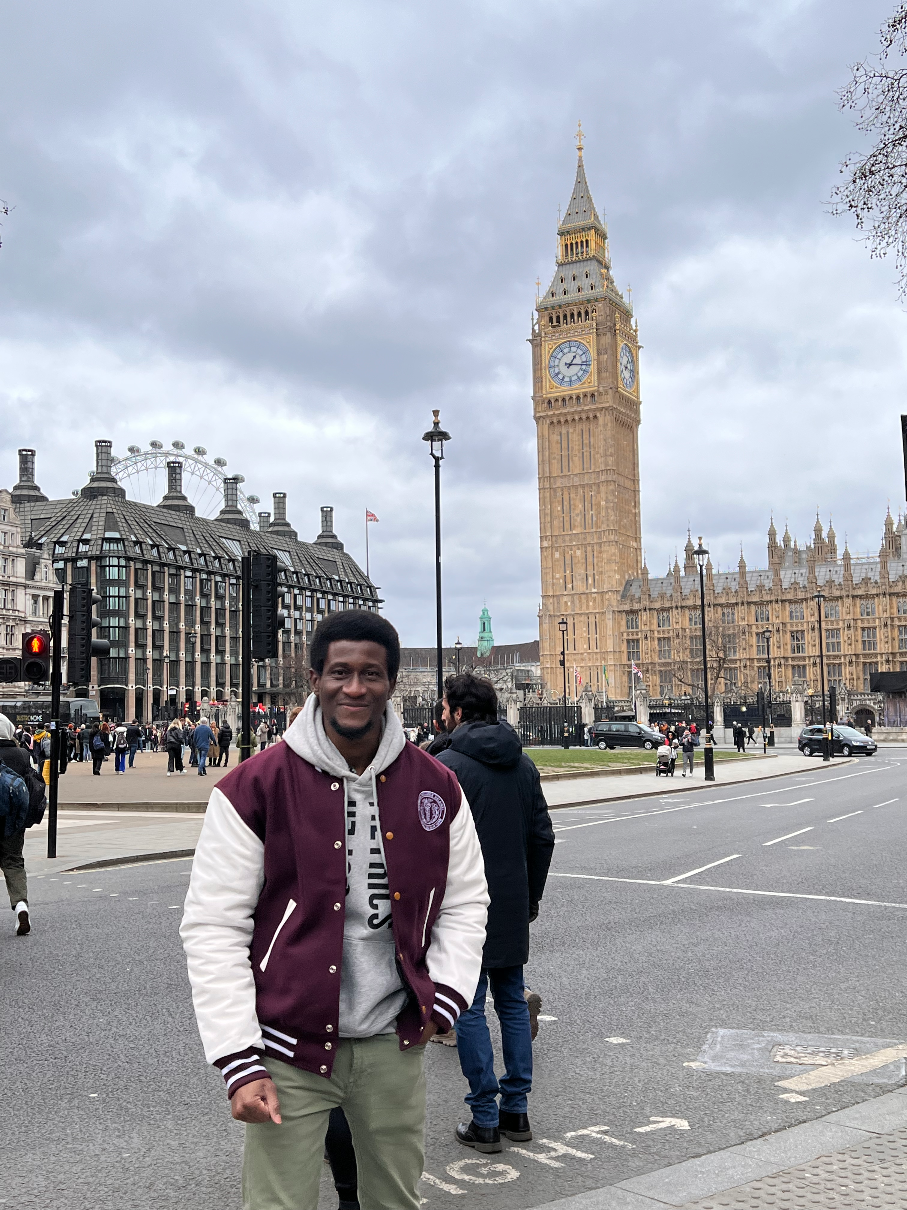 A man standing in the front of Big Ben